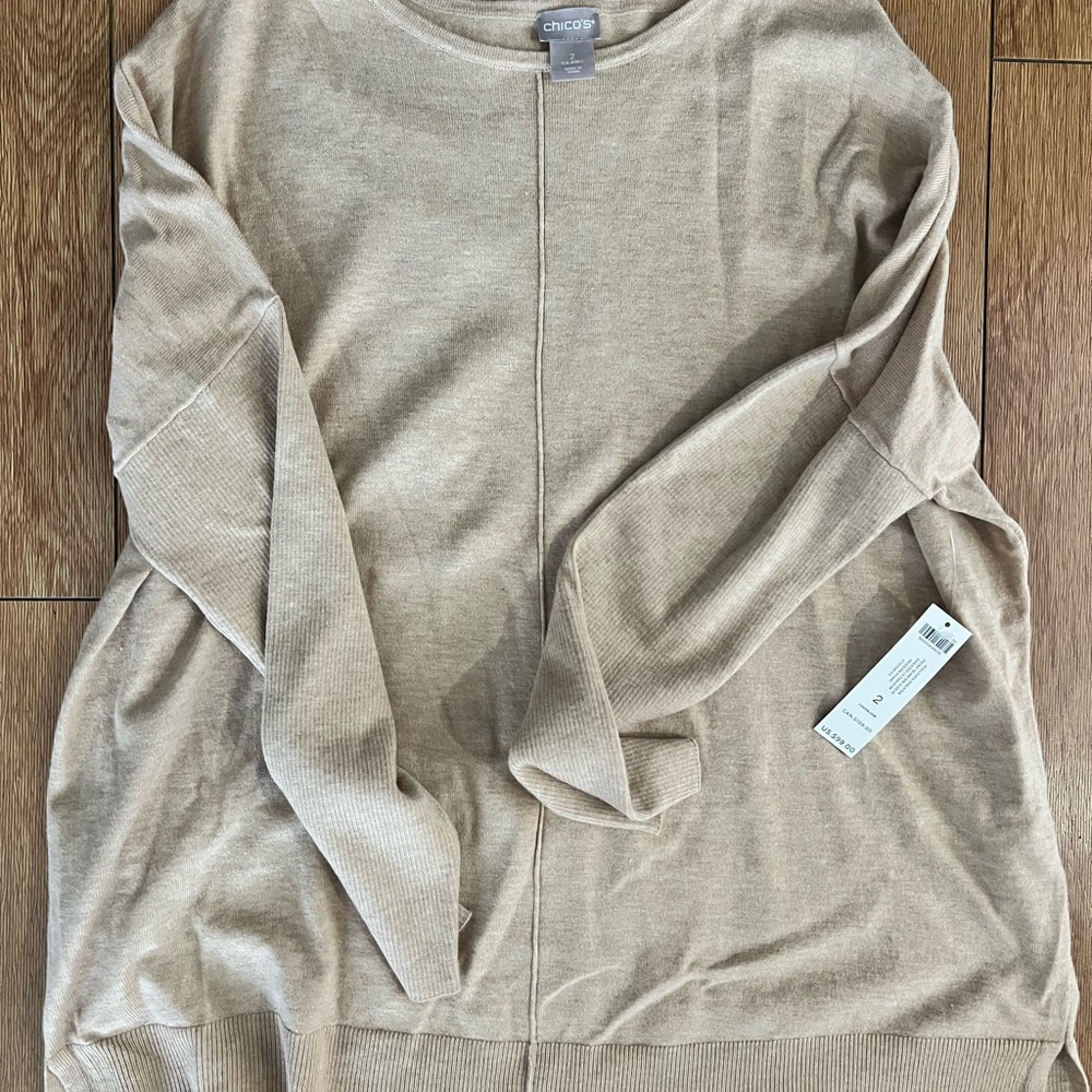 Chico's Beige Crew Neck Sweater